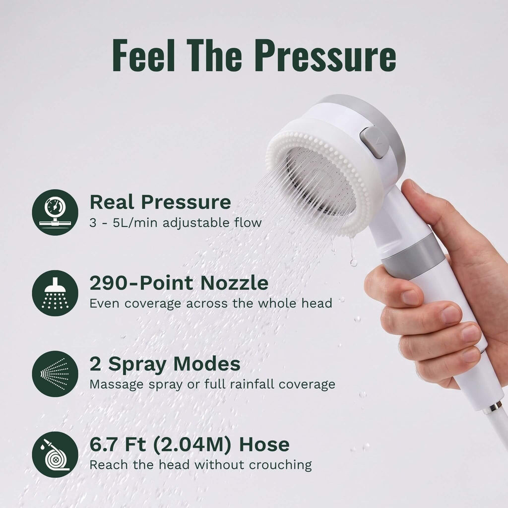 PureTrekker Portable Trail Shower — Rechargeable Camp Shower Pump